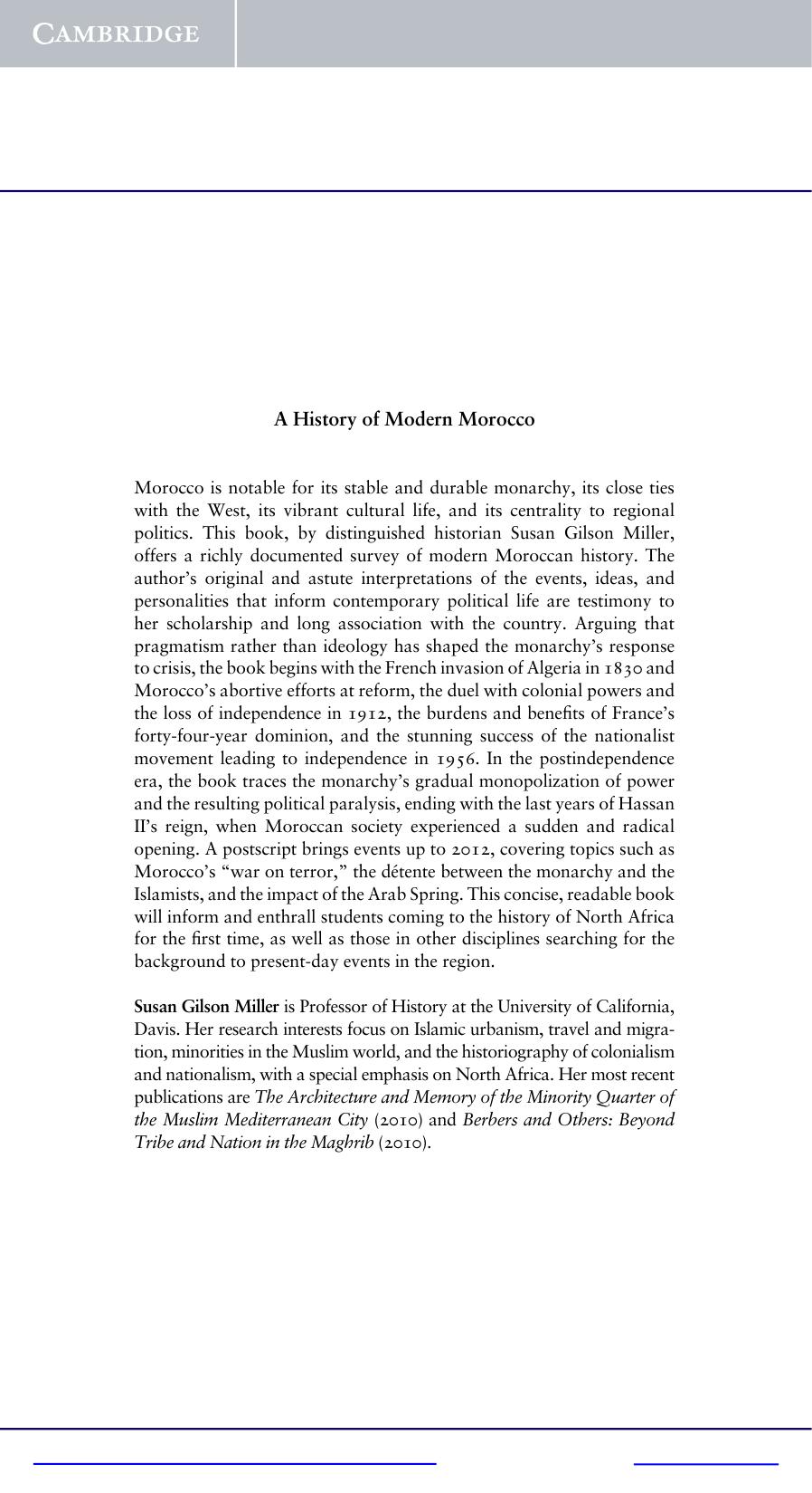 A history of modern Morocco by Susan Gilson Miller