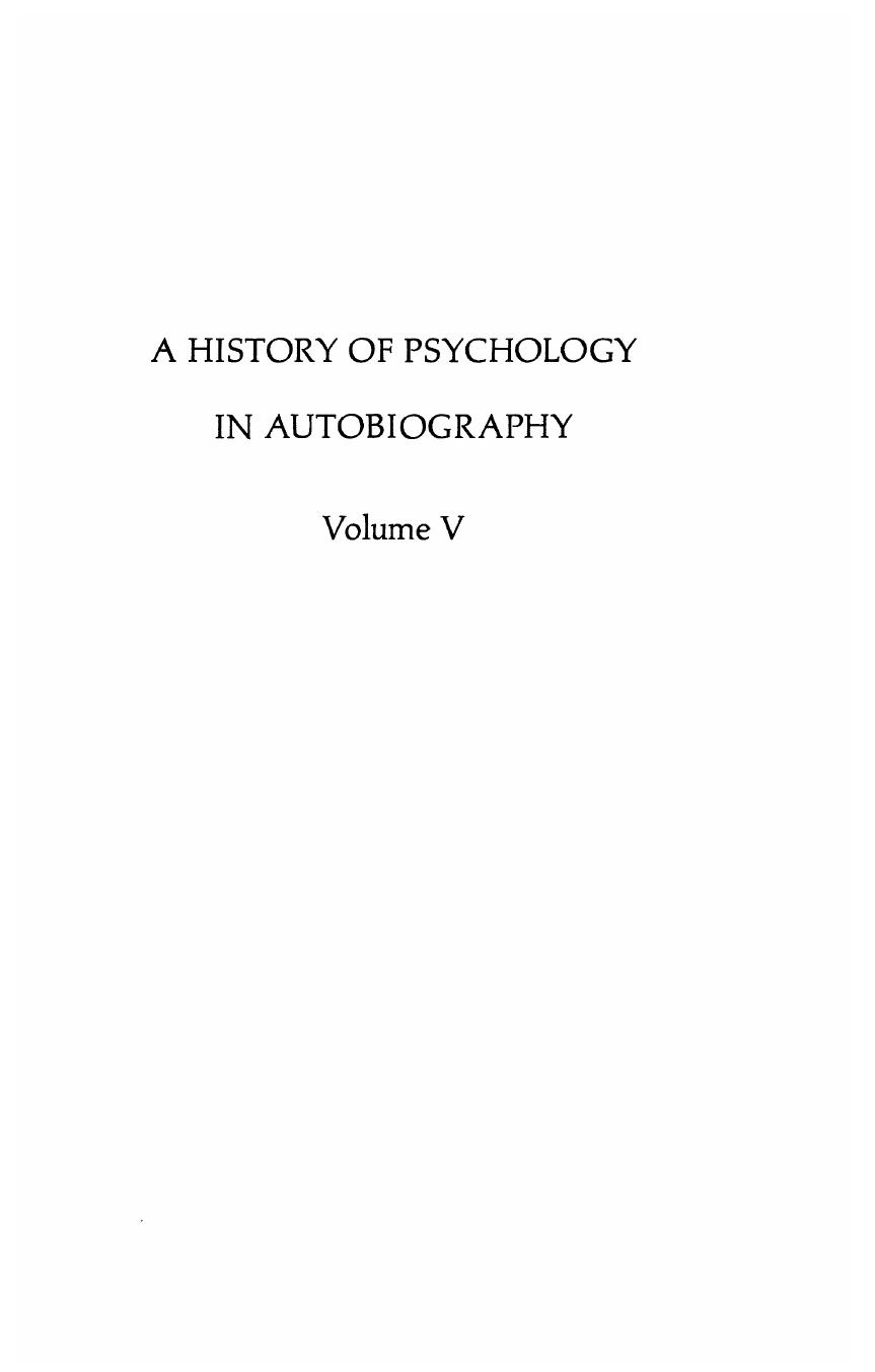 A history of psychology in autobiography, Vol V by Boring E. G. & Lindzey G