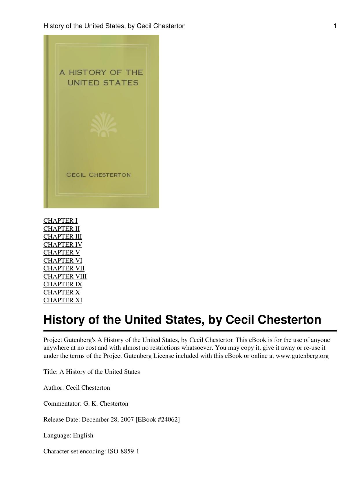 A history of the United States by Cecil Chesterton