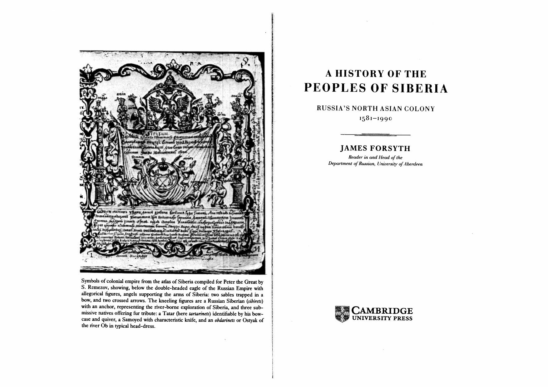A history of the peolpes of Siberia by James Forsyth