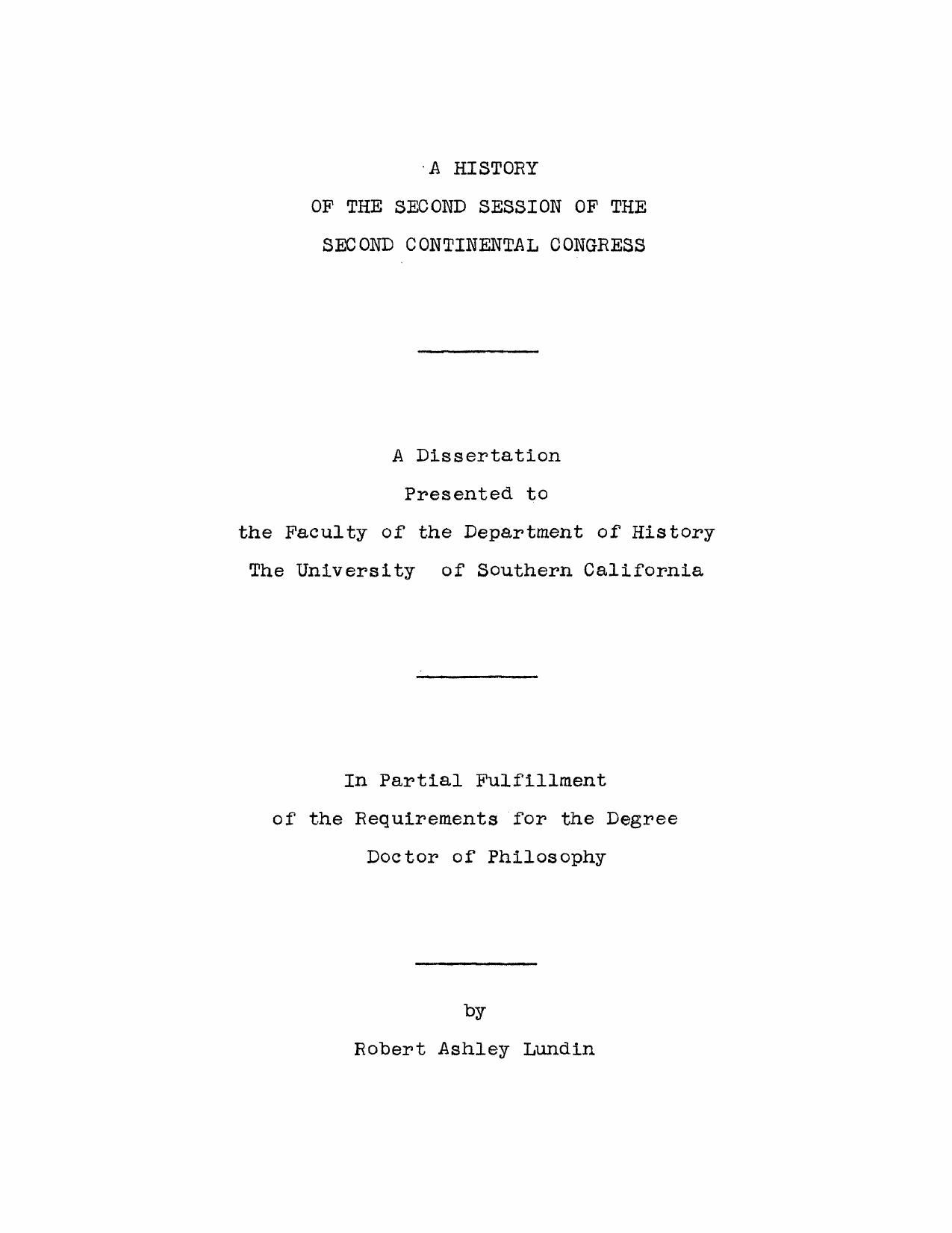 A history of the second session of the Second Continental Congress by Lundin R. A