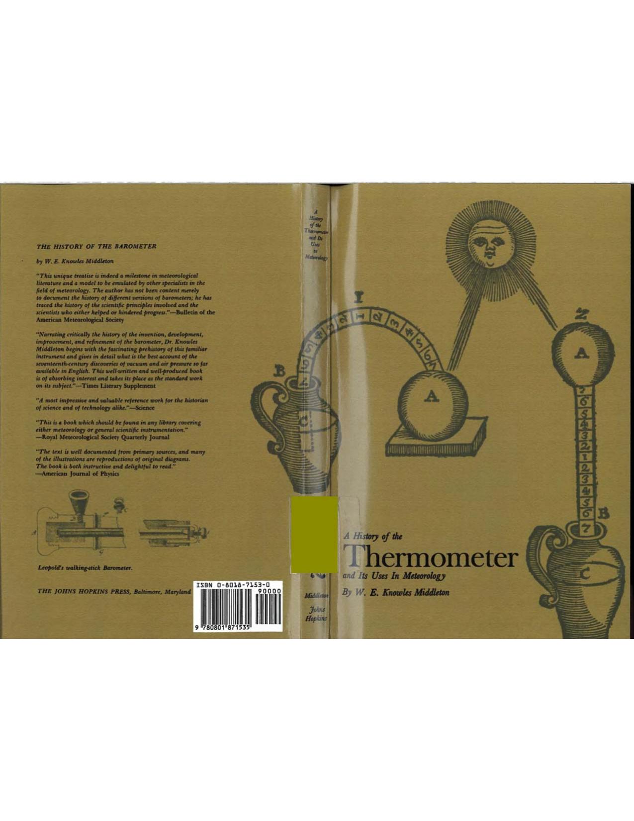 A history of the thermometer and its use in meteorology by W E Knowles Middleton