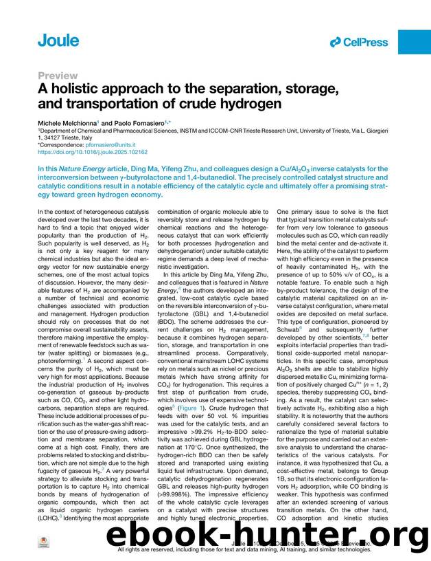 A holistic approach to the separation, storage, and transportation of crude hydrogen by Michele Melchionna & Paolo Fornasiero