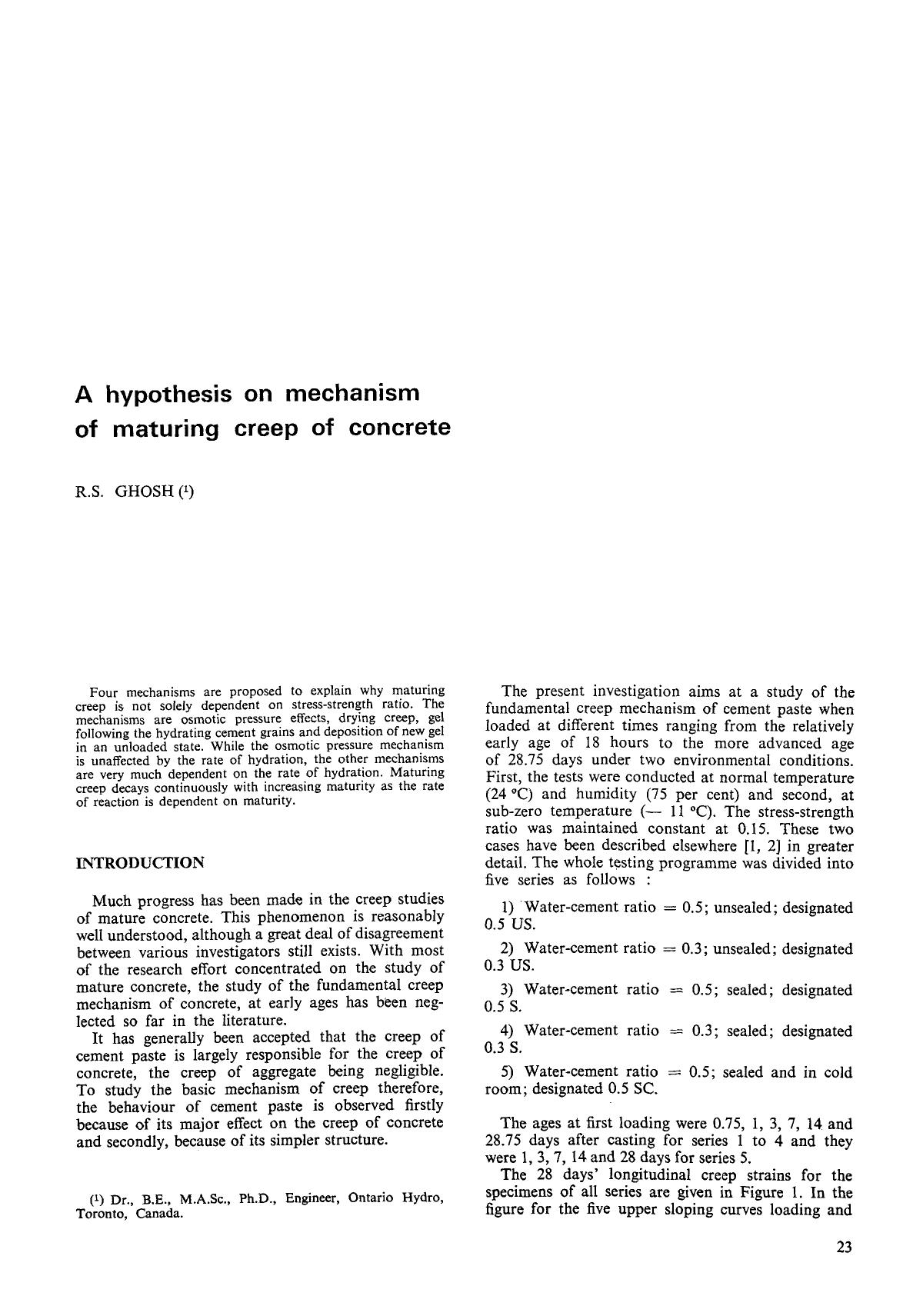 A hypothesis on mechanism of maturing creep of concrete by Unknown
