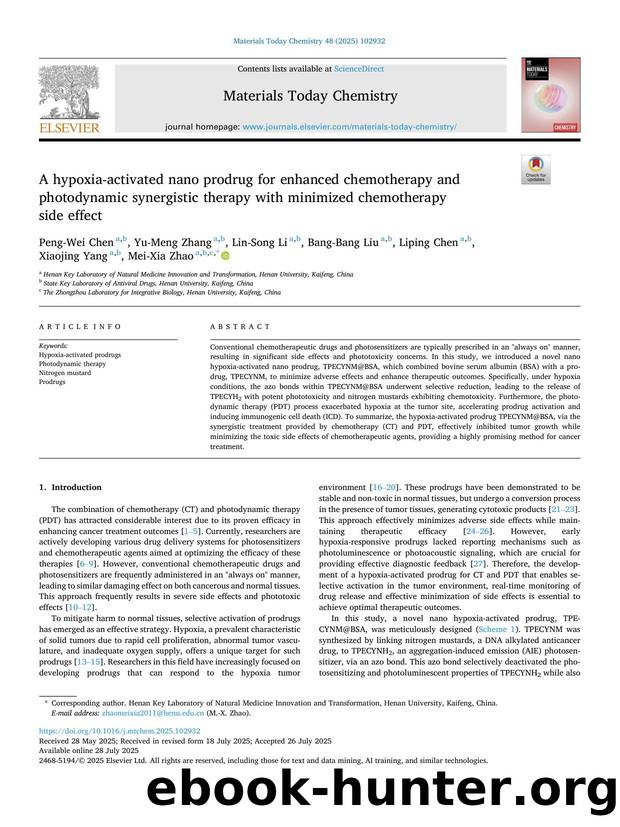 A hypoxia-activated nano prodrug for enhanced chemotherapy and photodynamic synergistic therapy with minimized chemotherapy side effect by unknow