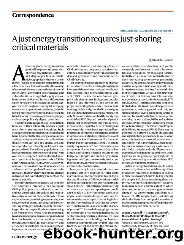 A just energy transition requires just-shoring critical materials by unknow