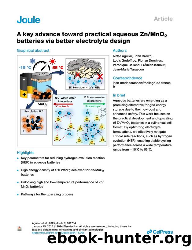 A key advance toward practical aqueous ZnMnO2 batteries via better electrolyte design by unknow
