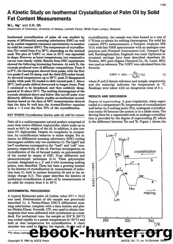 A kinetic study on isothermal crystallization of palm oil by solid fat content measurements by Unknown