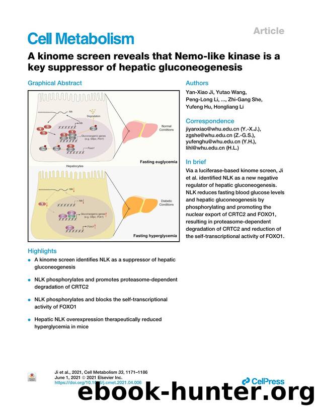 A kinome screen reveals that Nemo-like kinase is a key suppressor of hepatic gluconeogenesis by unknow