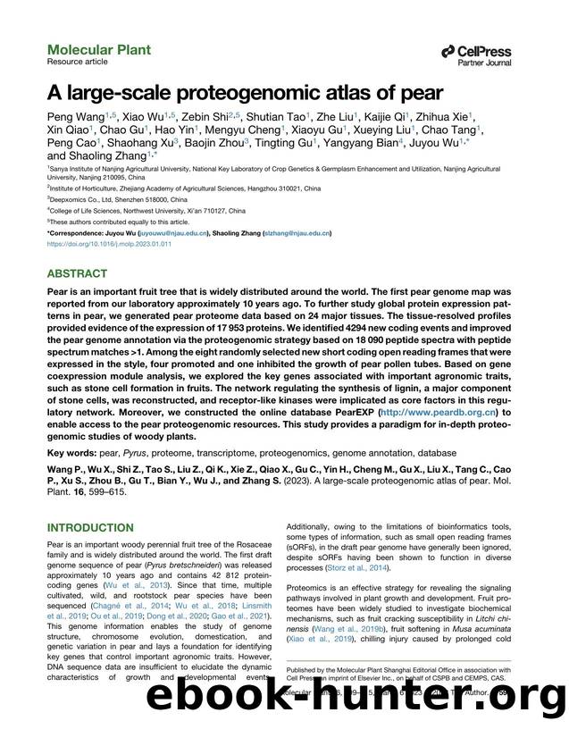 A large-scale proteogenomic atlas of pear by unknow