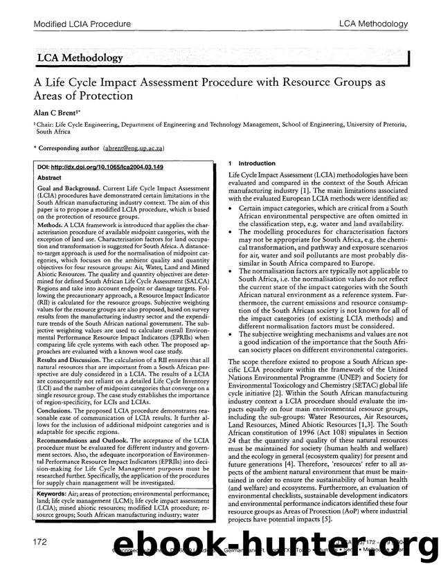 A life cycle impact assessment procedure with resource groups as areas of protection by Unknown