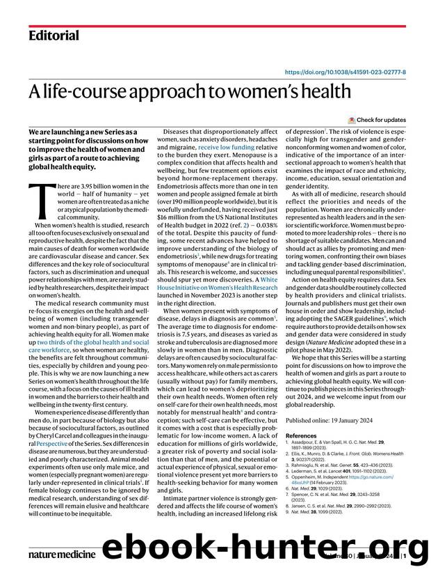 A life-course approach to womenâs health by Unknown