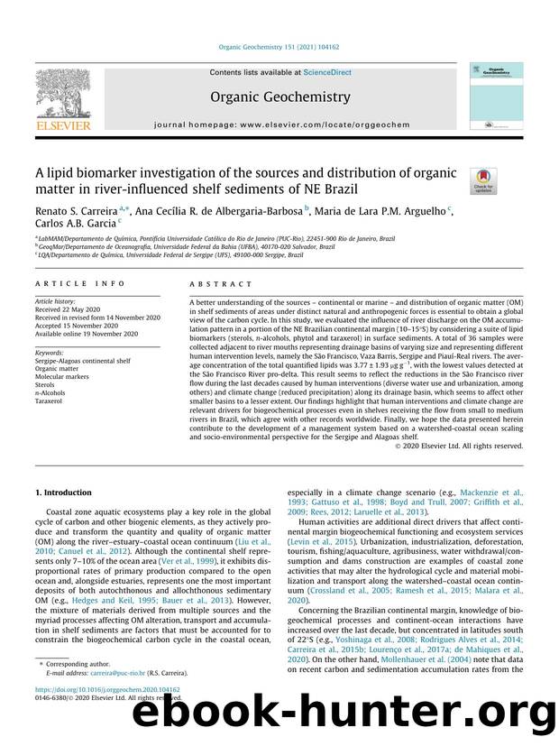 A lipid biomarker investigation of the sources and distribution of organic matter in river-influenced shelf sediments of NE Brazil by unknow