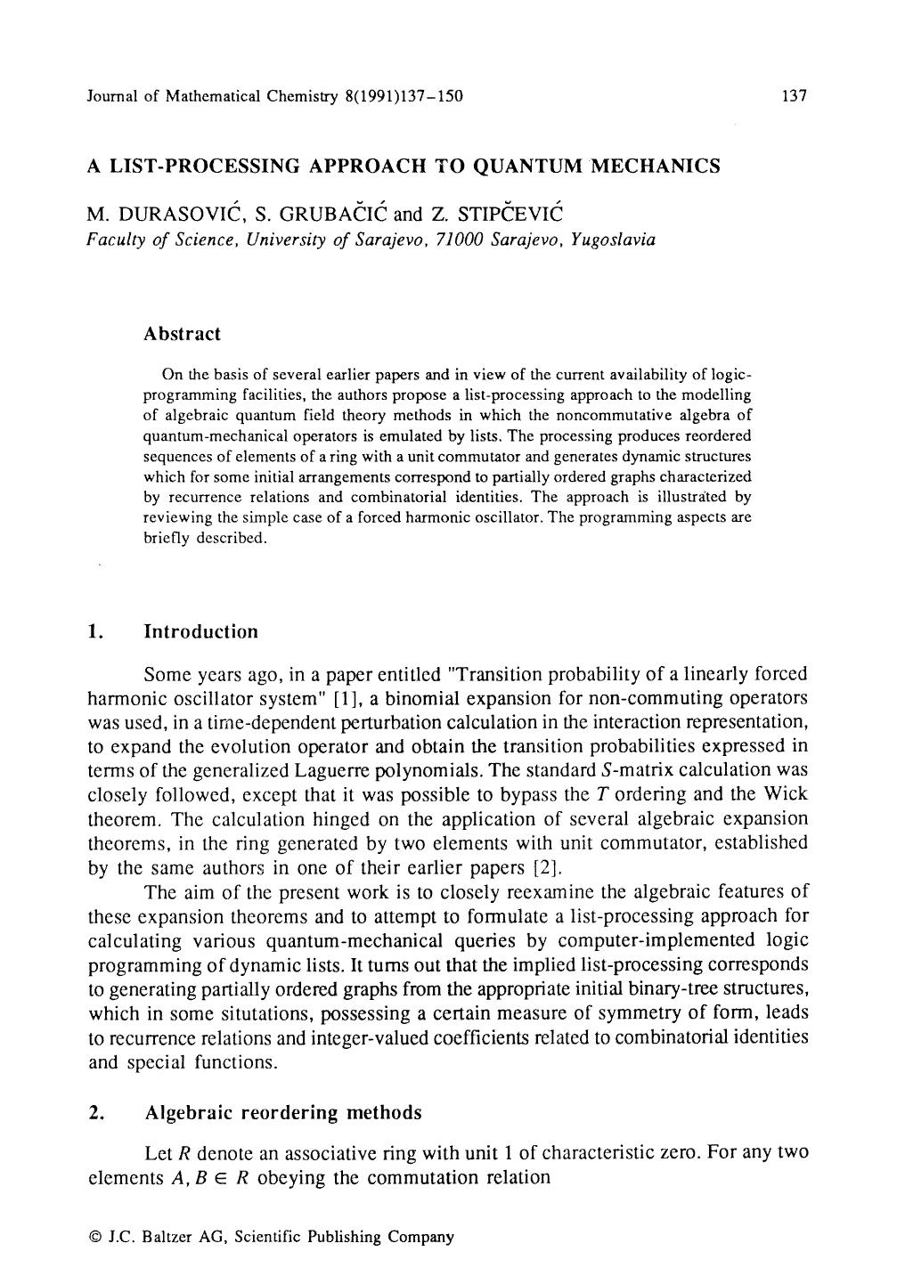 A list-processing approach to quantum mechanics by Unknown