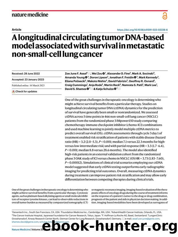 A longitudinal circulating tumor DNA-based model associated with survival in metastatic non-small-cell lung cancer by unknow