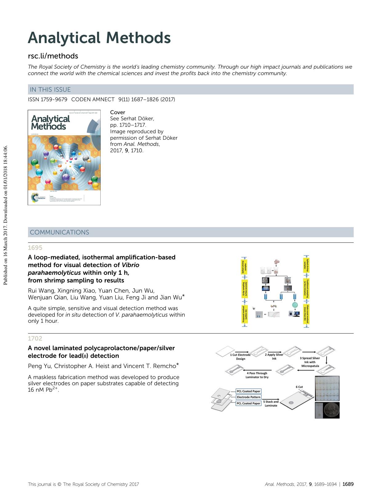 A loop-mediated, isothermal amplification-based method for visual detection of Vibrio parahaemolyticus within only 1&nbsp;h, from shrimp sampling to results by Unknown