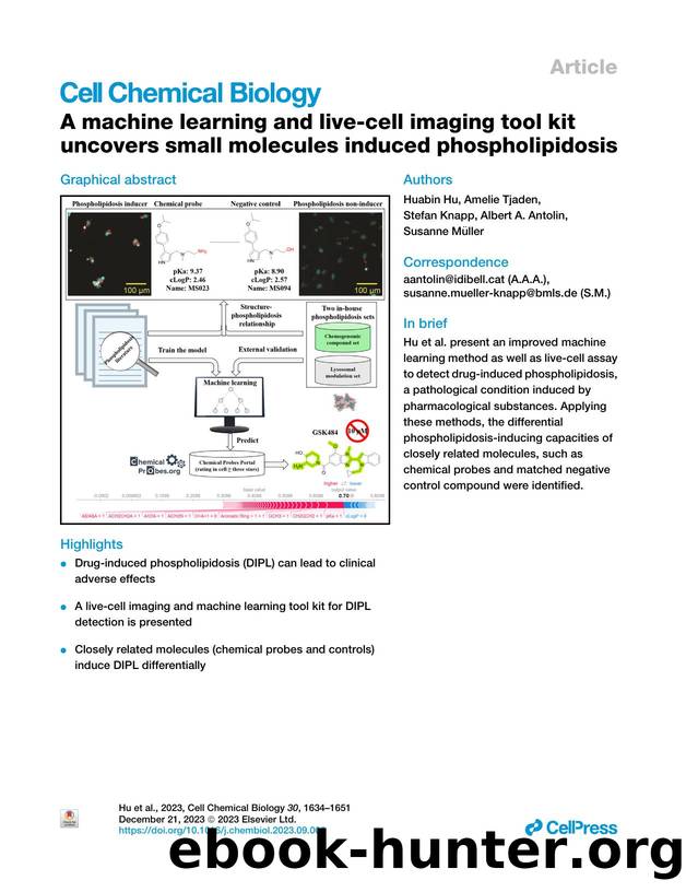 A machine learning and live-cell imaging tool kit uncovers small molecules induced phospholipidosis by Huabin Hu & Amelie Tjaden & Stefan Knapp & Albert A. Antolin & Susanne Müller