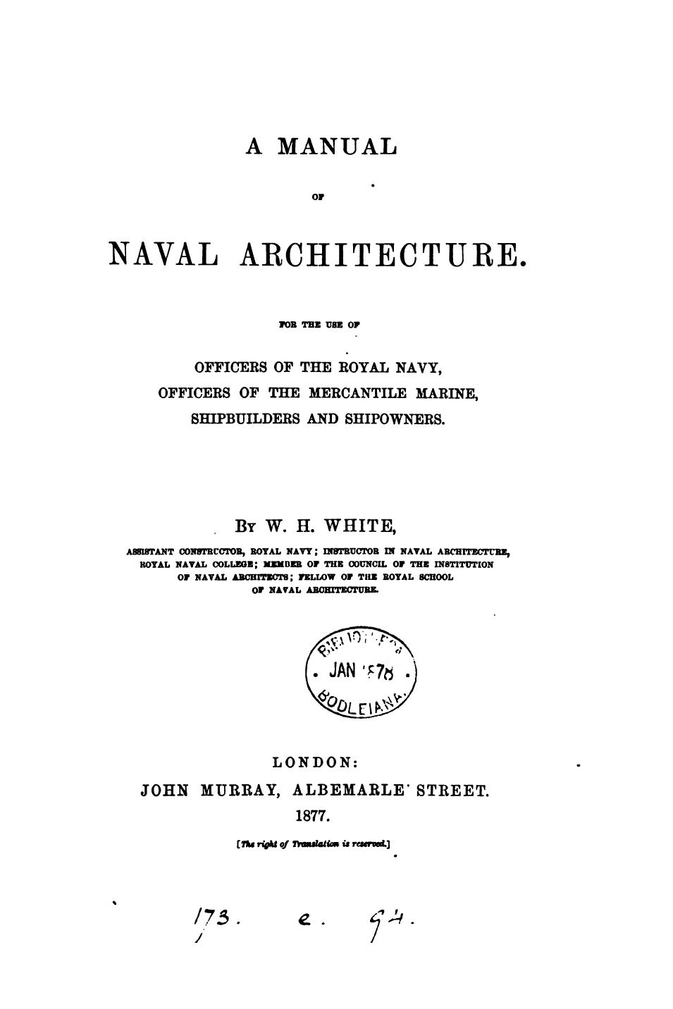 A manual of naval architecture by William Henry White