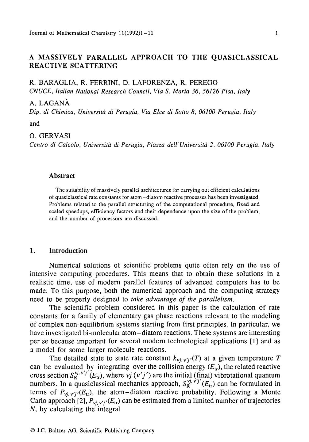 A massively parallel approach to the quasiclassical reactive scattering by Unknown