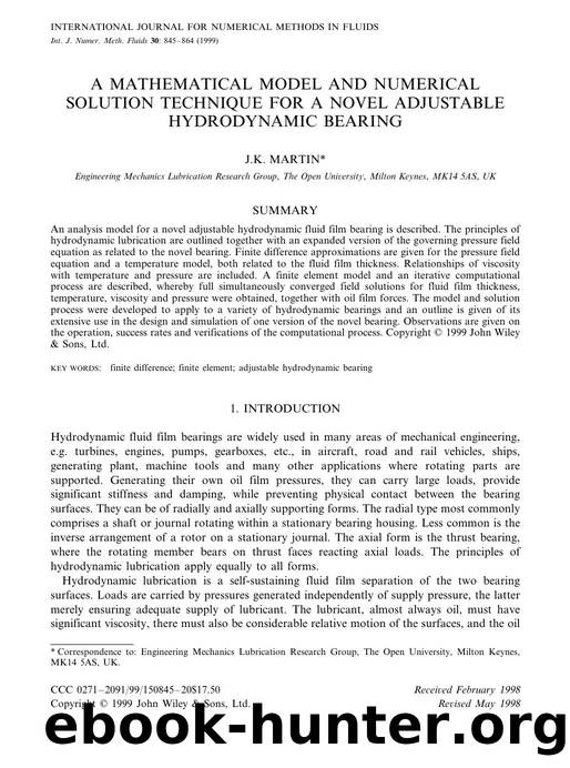 A mathematical model and numerical solution technique for a novel adjustable hydrodynamic bearing by Unknown
