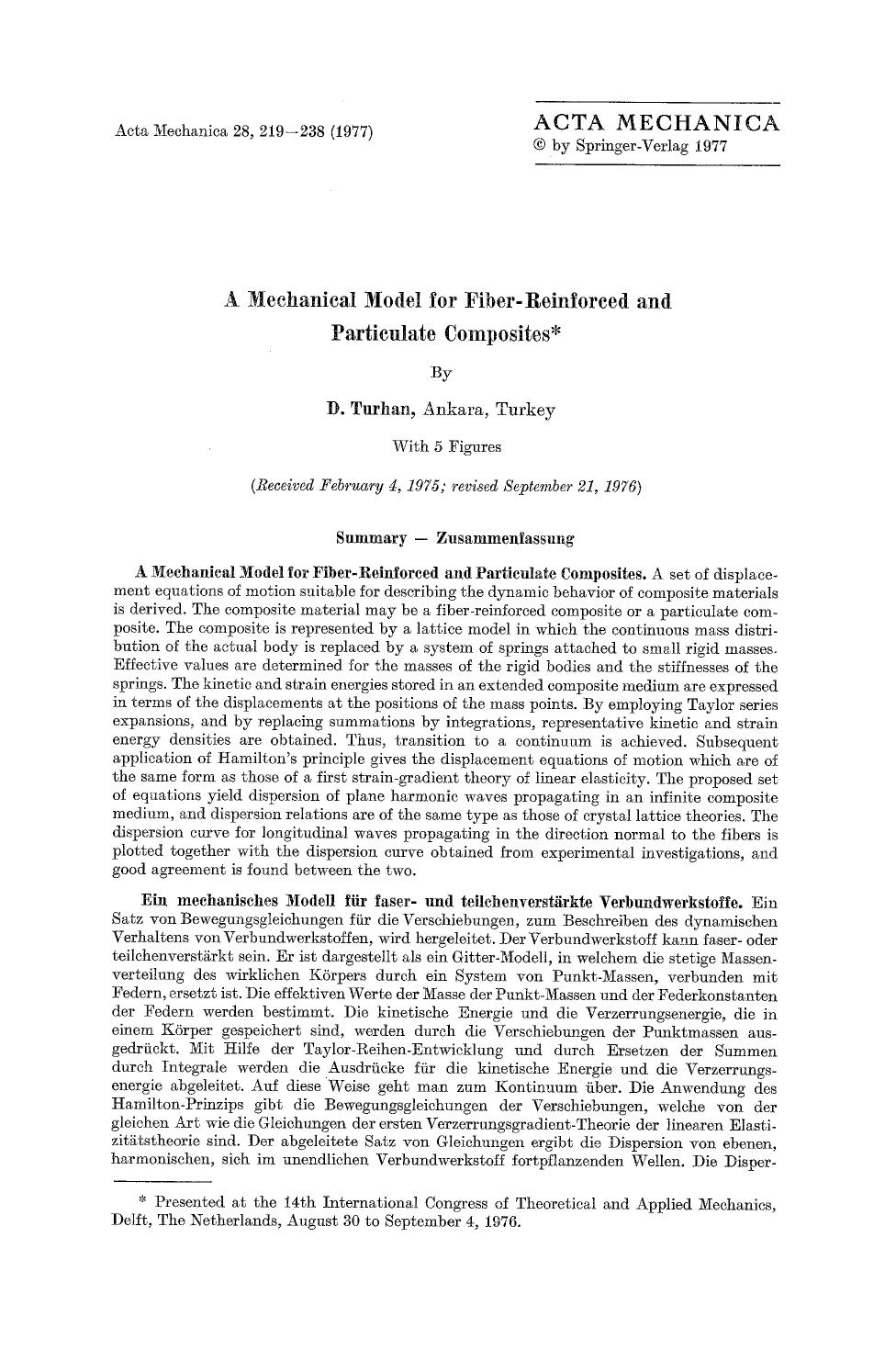 A mechanical model for fiber-reinforced and particulate composites by Unknown
