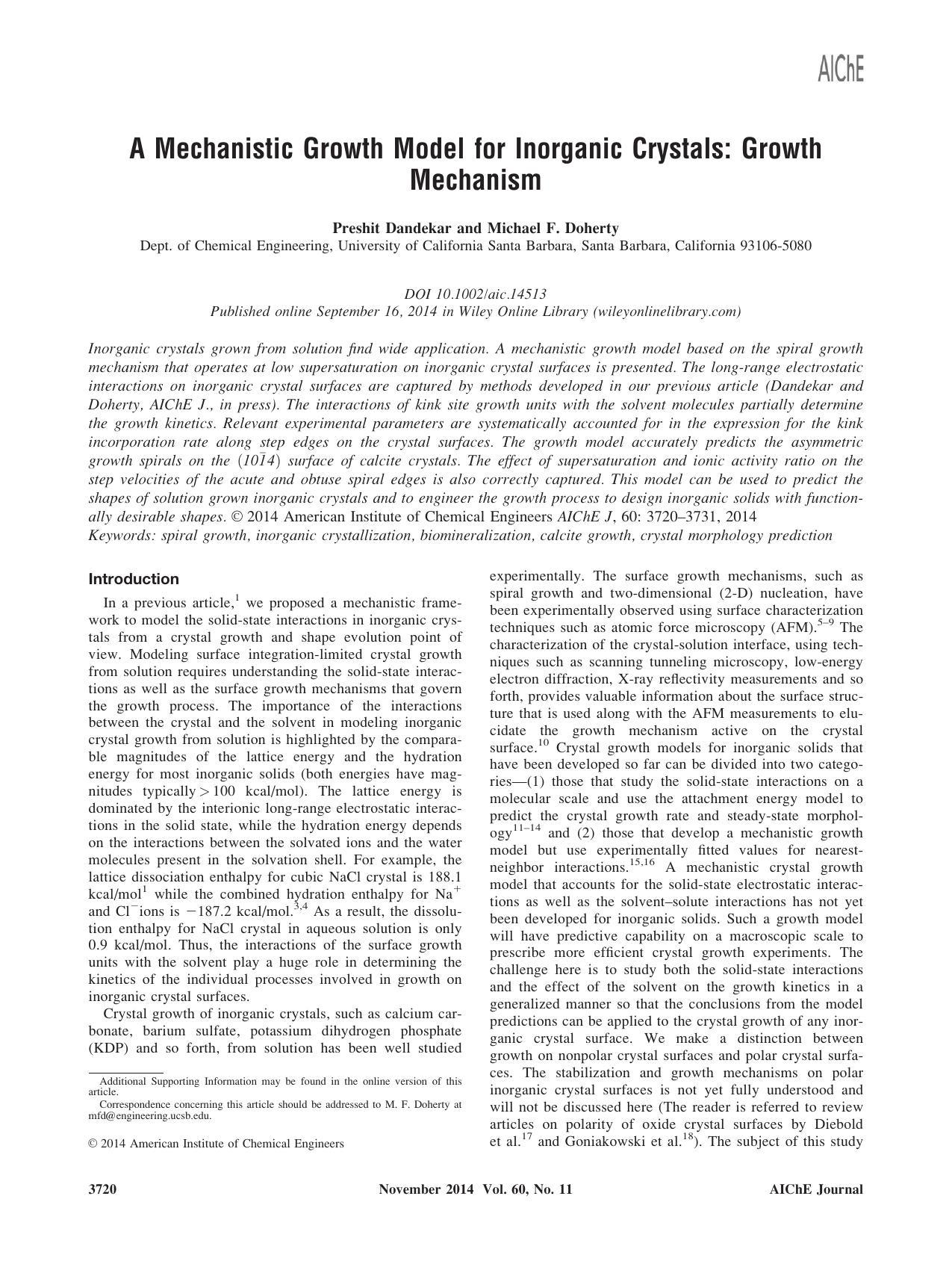 A mechanistic growth model for inorganic crystals: Growth mechanism by Unknown