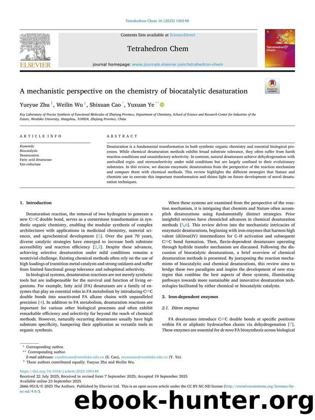 A mechanistic perspective on the chemistry of biocatalytic desaturation by Yueyue Zhu