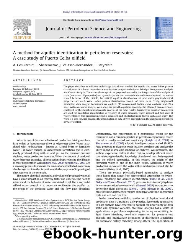 A method for aquifer identification in petroleum reservoirs A case study of Puerto Ceiba oilfield by A. Cosultchi & L. Sheremetov & J. Velasco-Hernandez & I. Batyrshin
