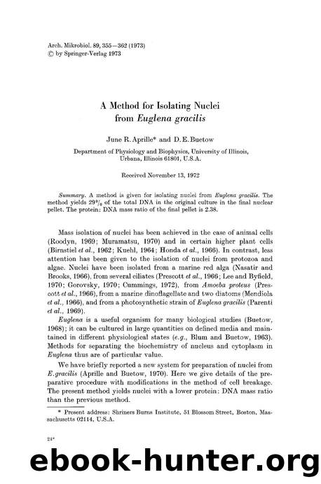 A method for isolating nuclei from <Emphasis Type="Italic">Euglena gracilis<Emphasis> by Unknown
