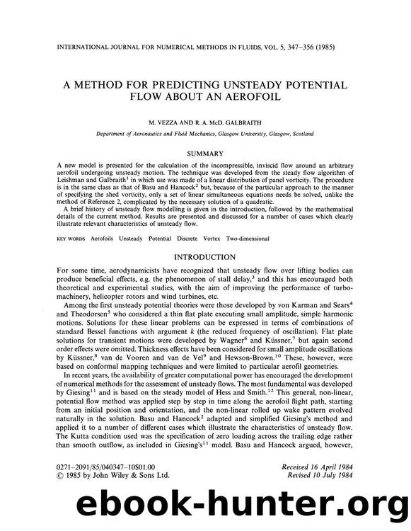 A method for predicting unsteady potential flow about an aerofoil by Unknown