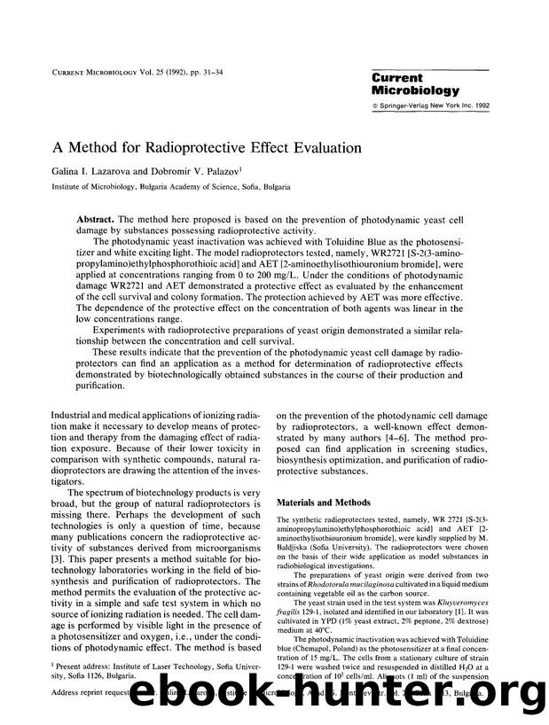 A method for radioprotective effect evaluation by Unknown