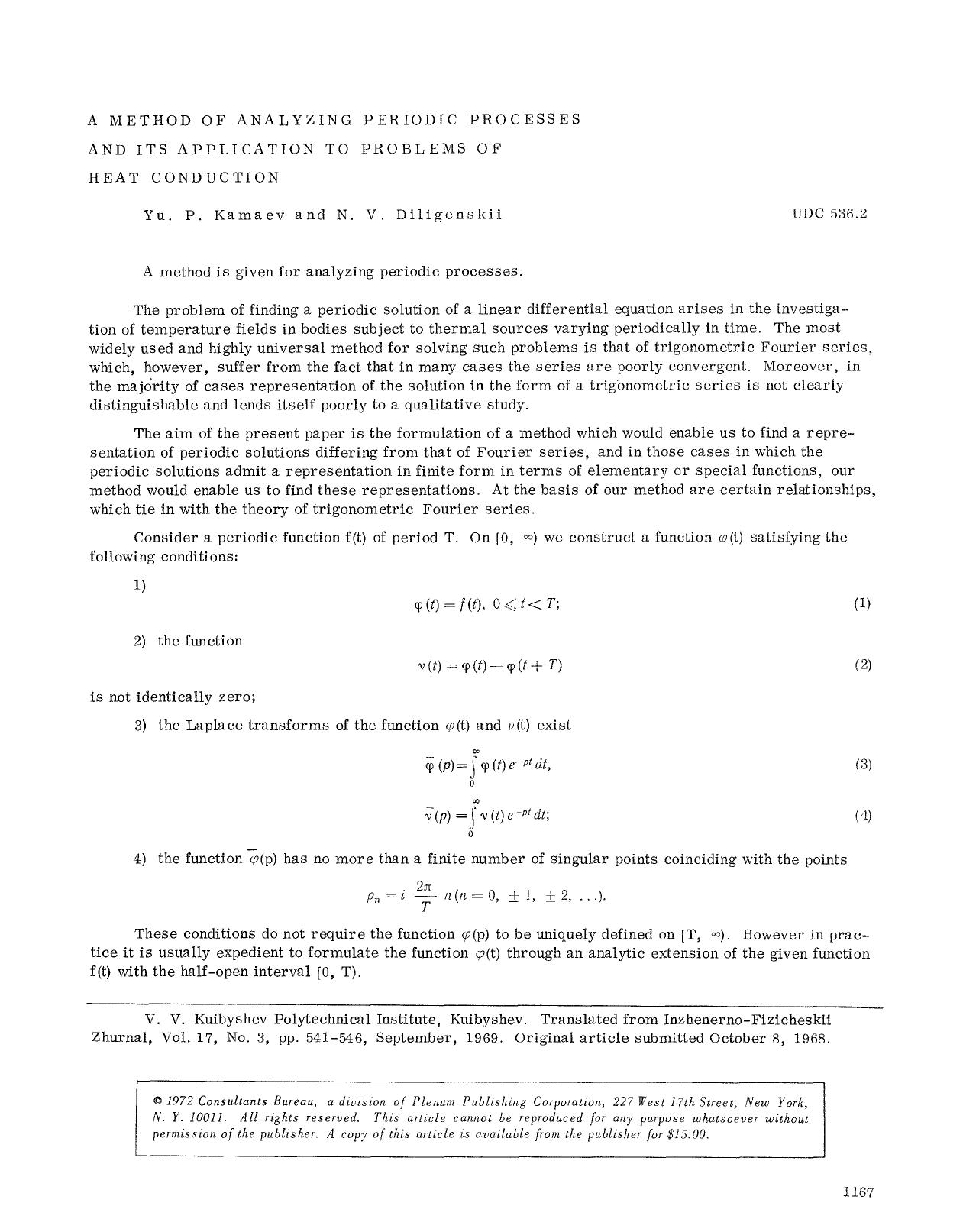 A method of analyzing periodic processes and its application to problems of heat conduction by Unknown
