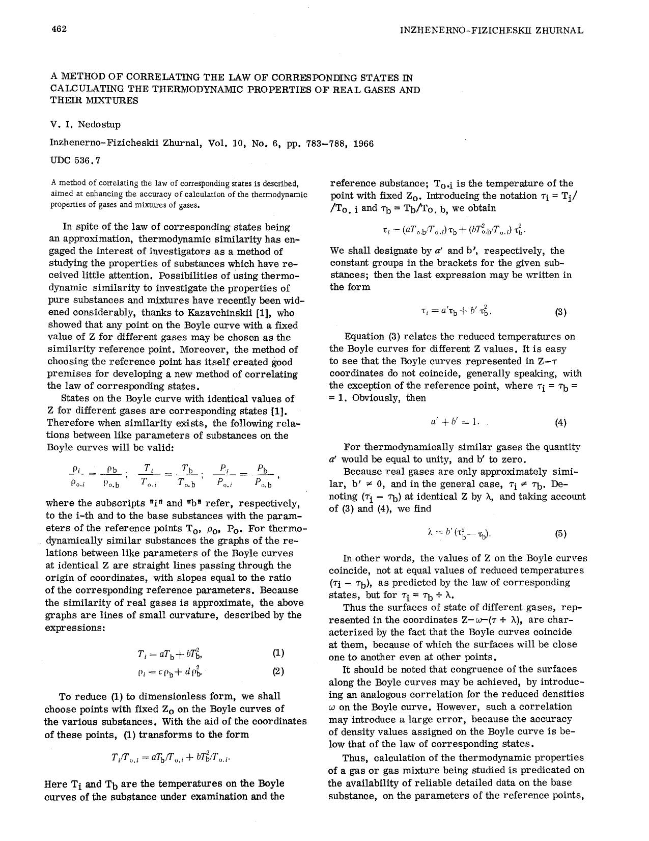 A method of correlating the law of corresponding states in calculating the thermodynamic properties of real gases and their mixtures by Unknown