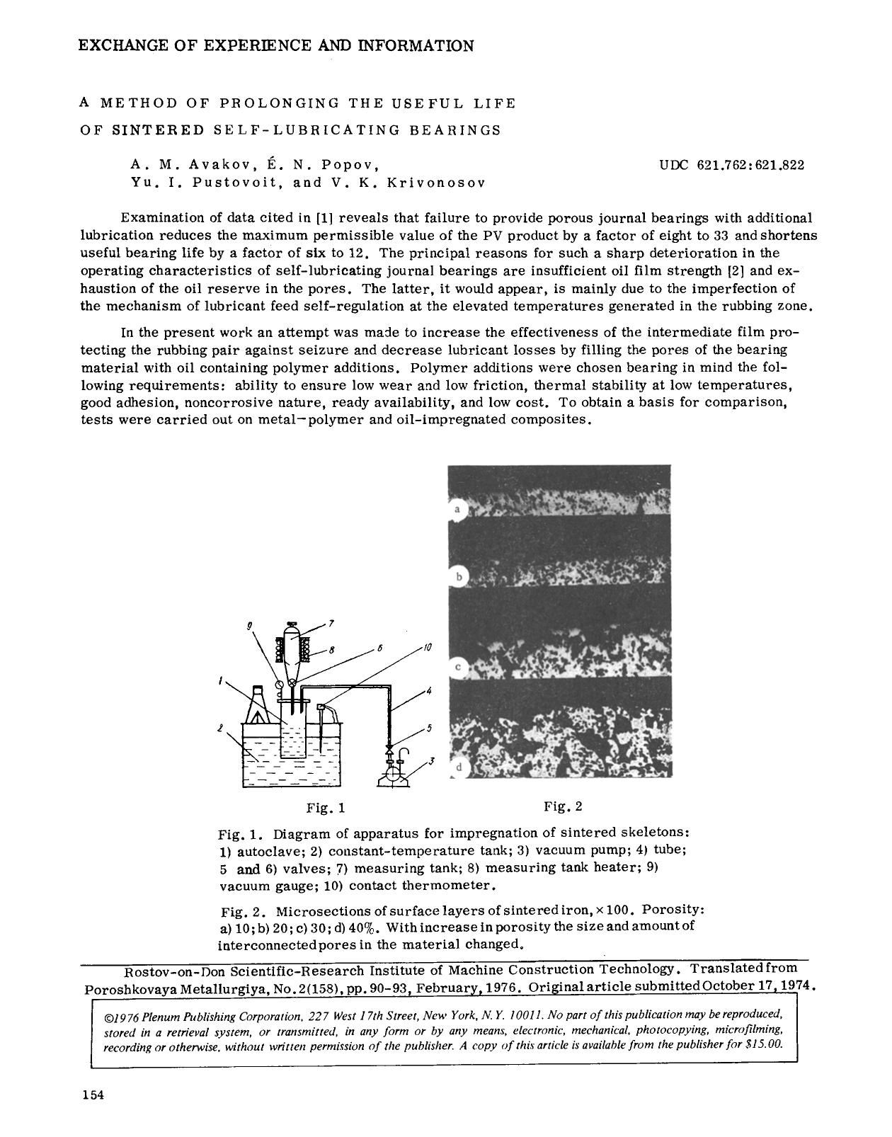 A method of prolonging the useful life of sintered self-lubricating bearings by Unknown