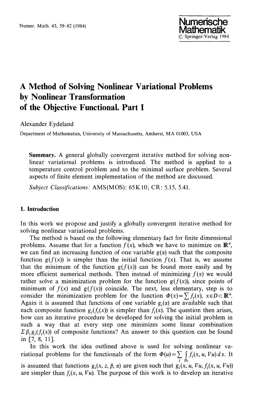 A method of solving nonlinear variational problems by nonlinear transformation of the objective functional. Part I by Unknown