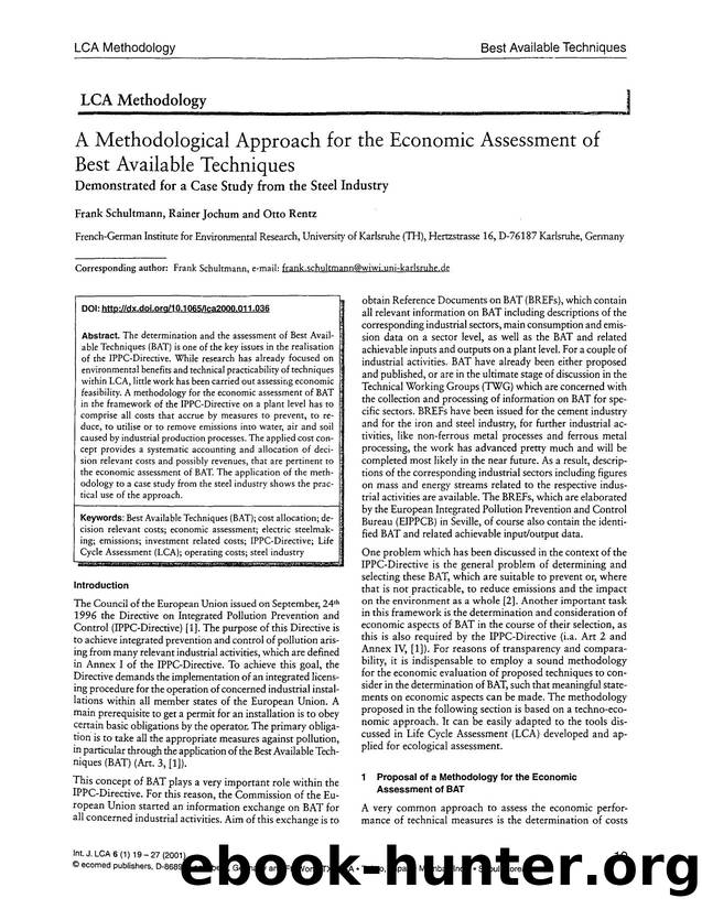 A methodological approach for the economic assessment of best available techniques demonstrated for a case study from the steel industry by Unknown