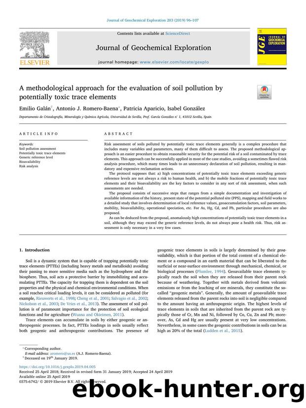 A methodological approach for the evaluation of soil pollution by potentially toxic trace elements by Emilio Galán & Antonio J. Romero-Baena & Patricia Aparicio & Isabel González