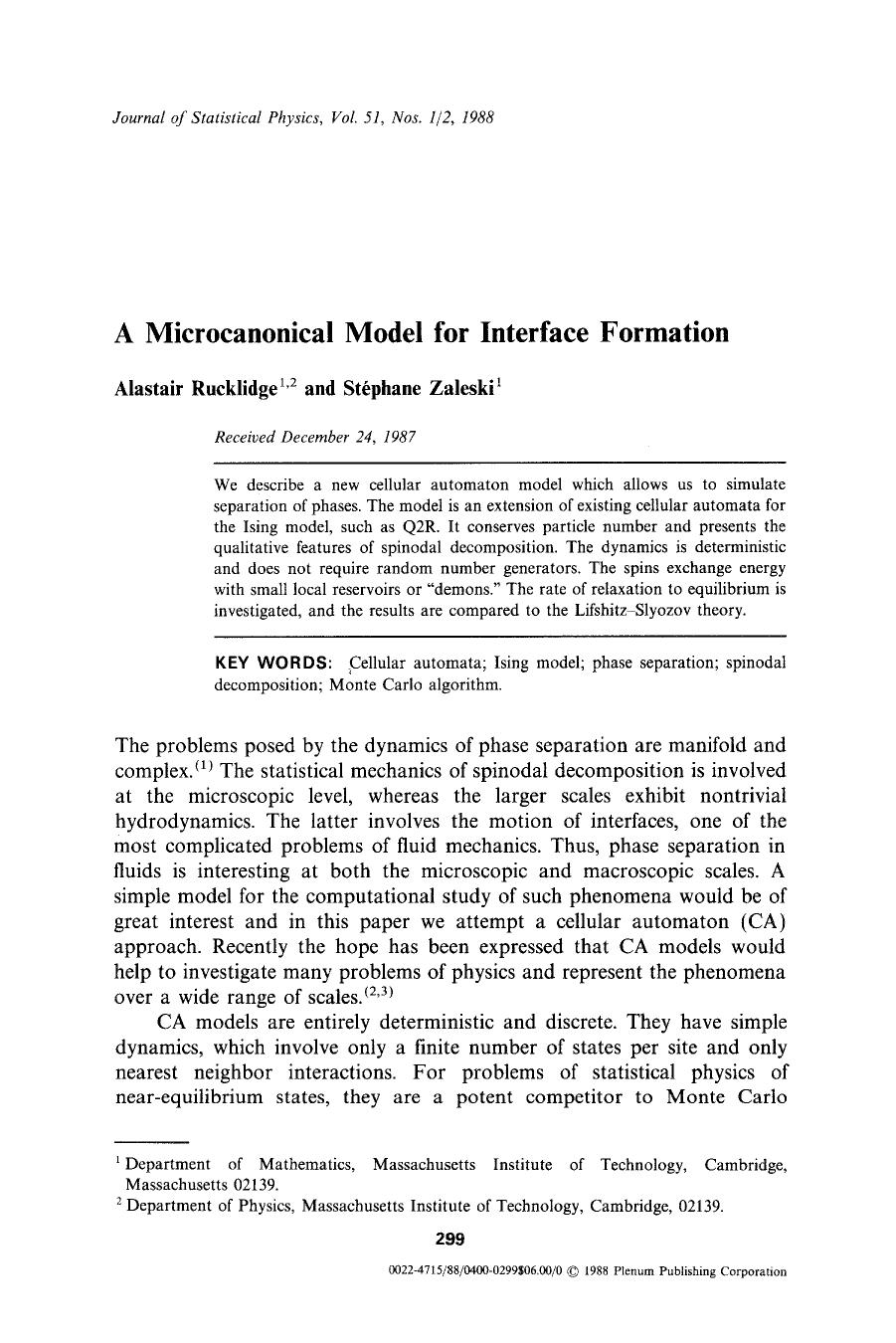 A microcanonical model for interface formation by Unknown