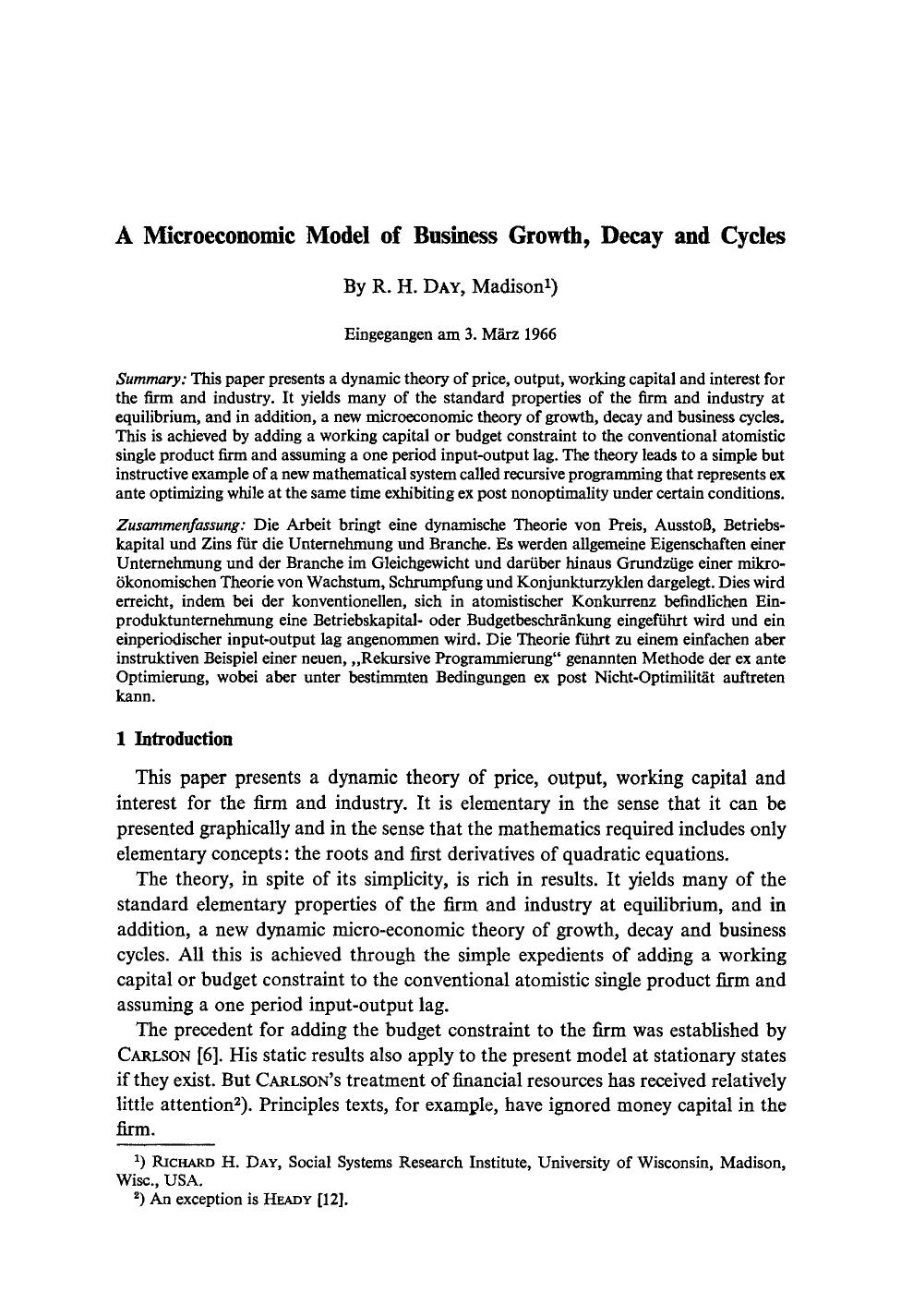 A microeconomic model of business growth, decay and cycles by Unknown