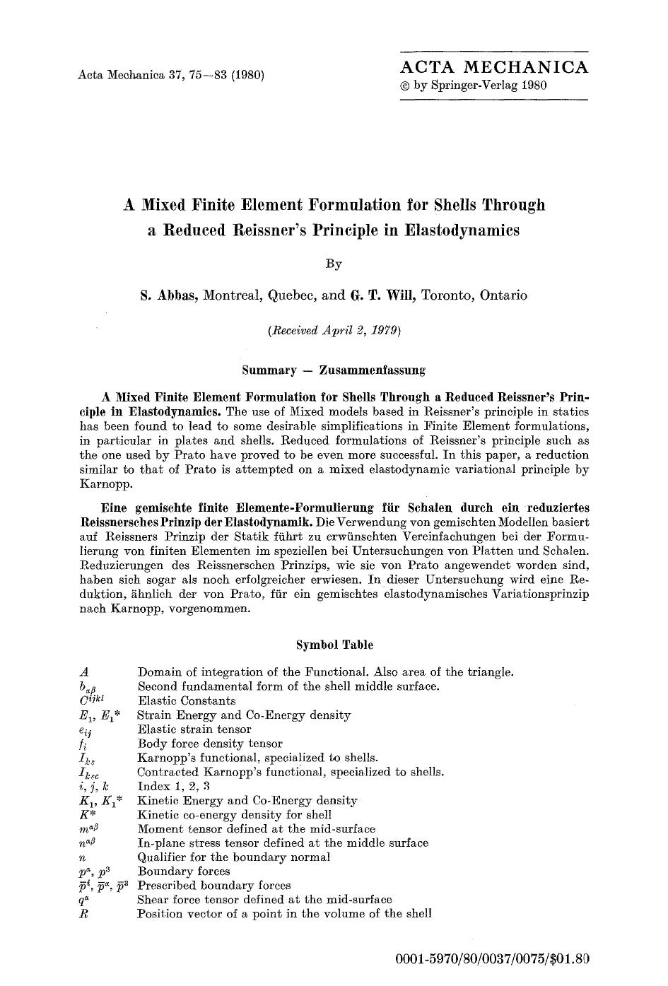 A mixed finite element formulation for shells through a reduced Reissner's principle in elastodynamics by Unknown