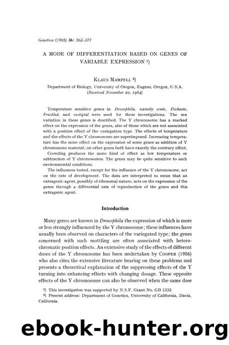 A mode of differentiation based on genes of variable expression by Unknown