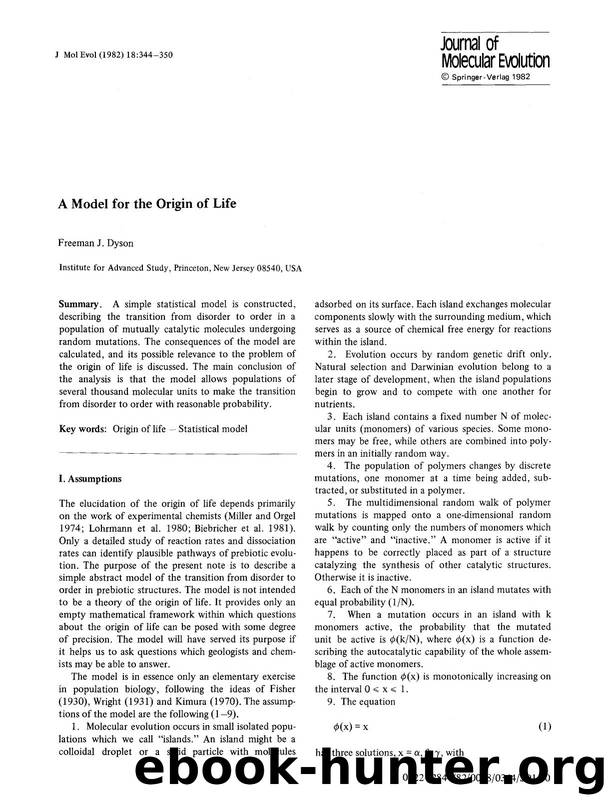 A model for the origin of life by Unknown