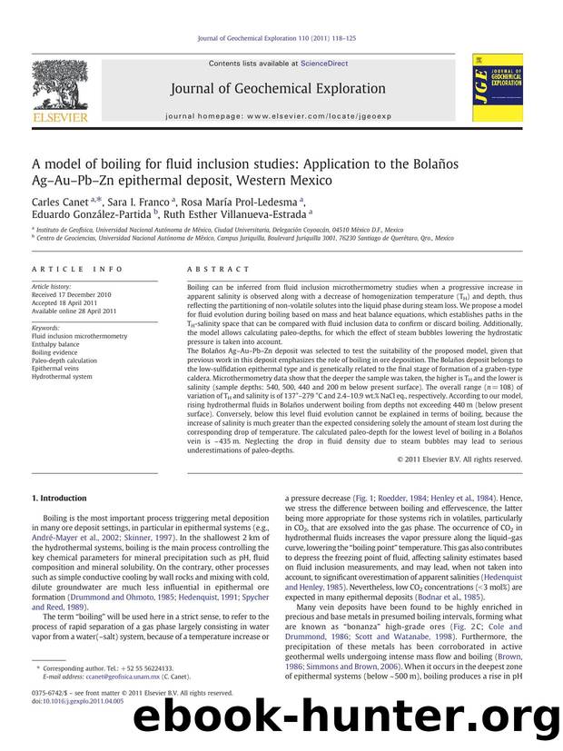 A model of boiling for fluid inclusion studies: Application to the BolaÃ±os AgâAuâPbâZn epithermal deposit, Western Mexico by unknow