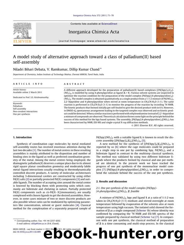A model study of alternative approach toward a class of palladium(II) based self-assembly by Niladri Bihari Debata & V. Ramkumar & Dillip Kumar Chand