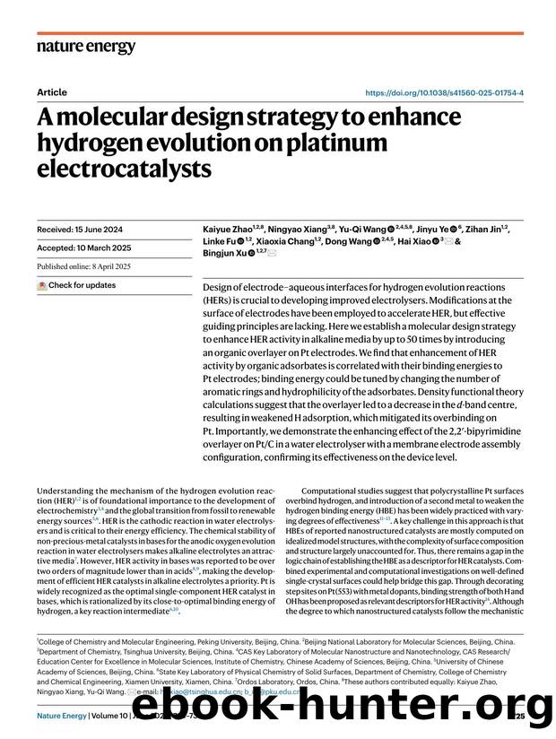 A molecular design strategy to enhance hydrogen evolution on platinum electrocatalysts by unknow