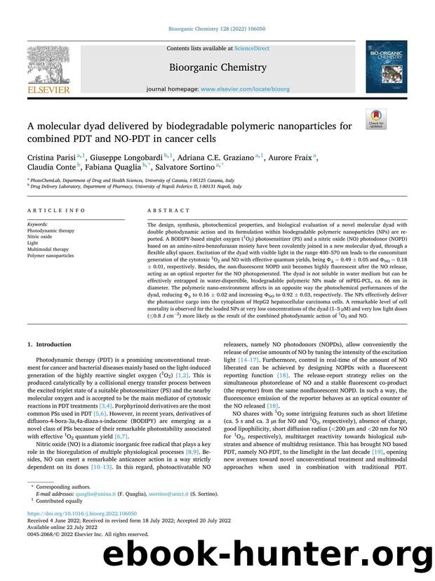A molecular dyad delivered by biodegradable polymeric nanoparticles for combined PDT and NO-PDT in cancer cells by unknow