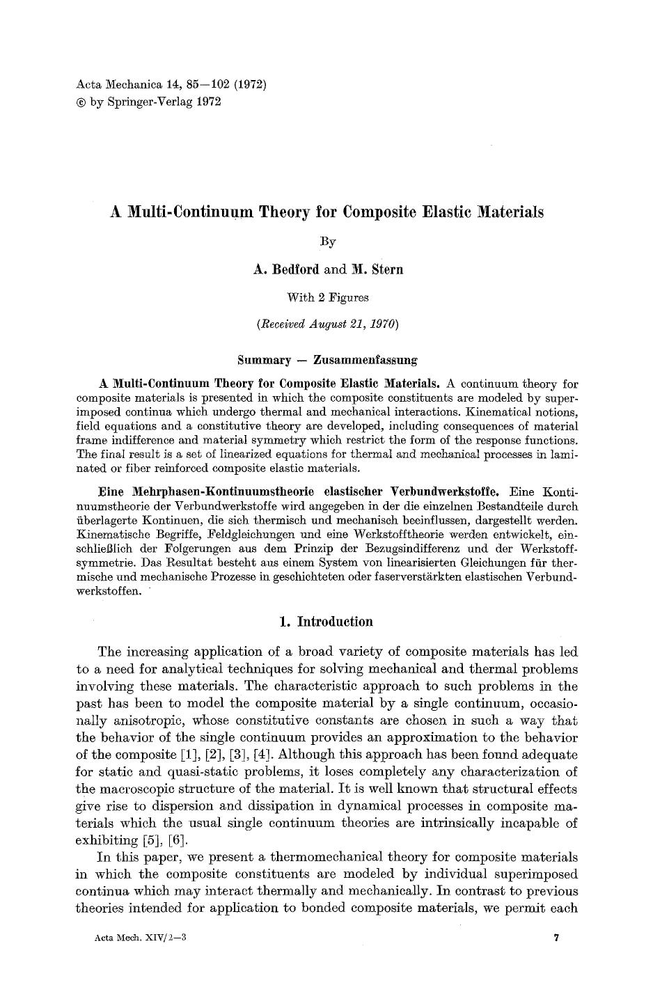 A multi-continuum theory for composite elastic materials by Unknown