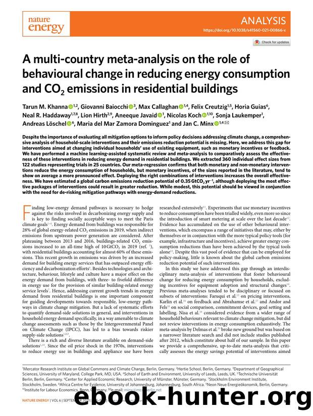 A multi-country meta-analysis on the role of behavioural change in reducing energy consumption and CO2 emissions in residential buildings by unknow
