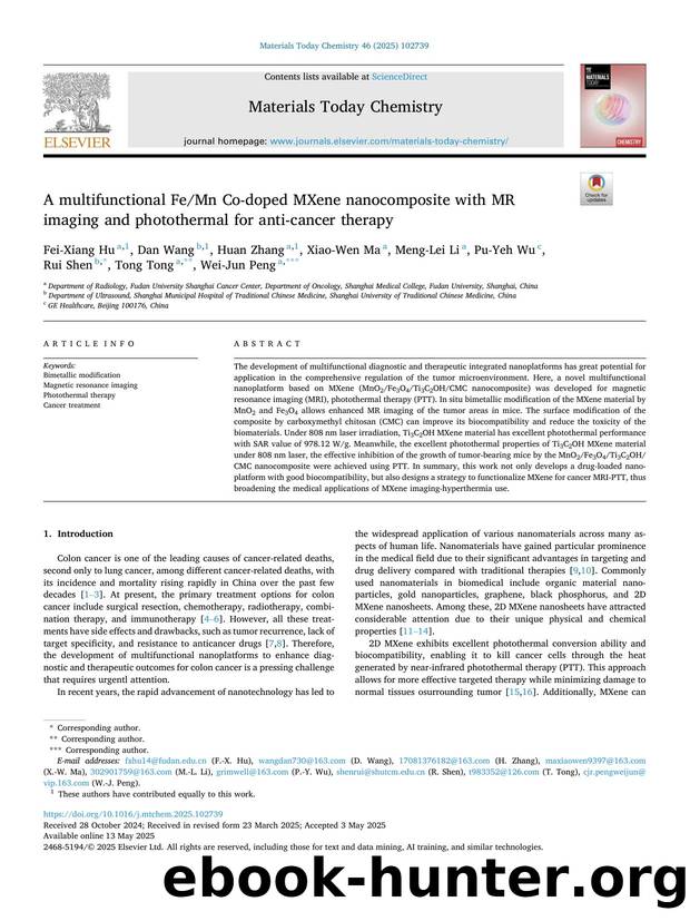 A multifunctional FeMn Co-doped MXene nanocomposite with MR imaging and photothermal for anti-cancer therapy by unknow
