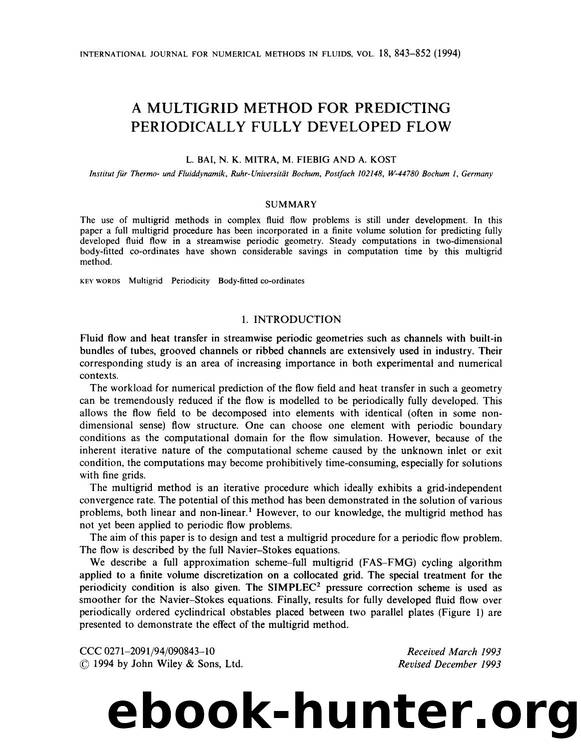 A multigrid method for predicting periodically fully developed flow by Unknown